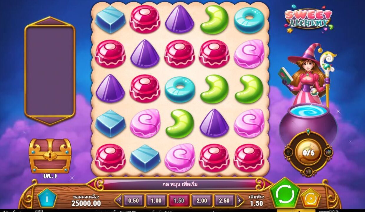 Sweet Alchemy Happy Slot – 96.52% RTP & วิธีรับเงินจริงเดิมพันสูงถึง 3,000x